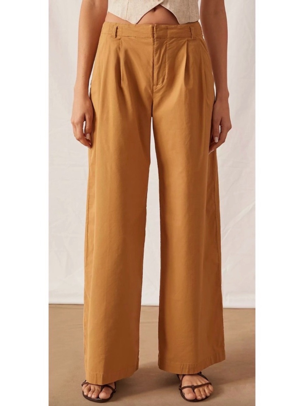 Anthropologie Mustard Yellow Pleated Wide Leg Trousers Pants Culottes Preppy Y2K